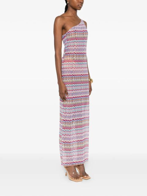 Missoni one-shoulder chevron maxi dress - Pink