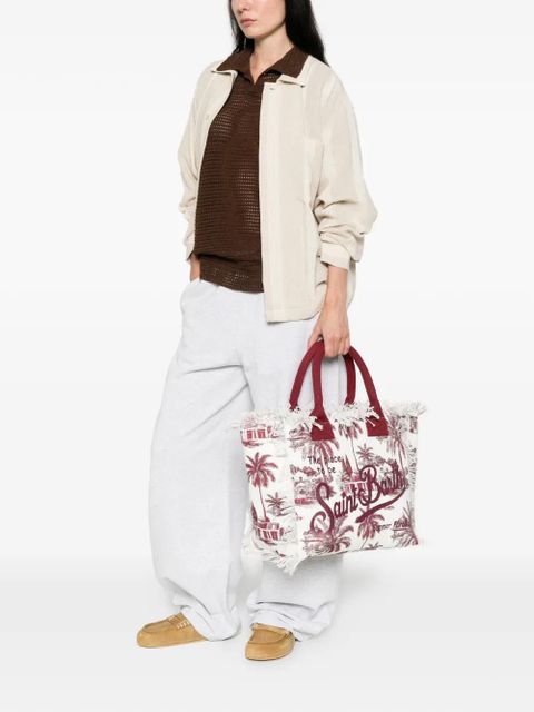 MC2 Saint Barth fringed printed tote bag - White - zdjęcie produktu nr 2