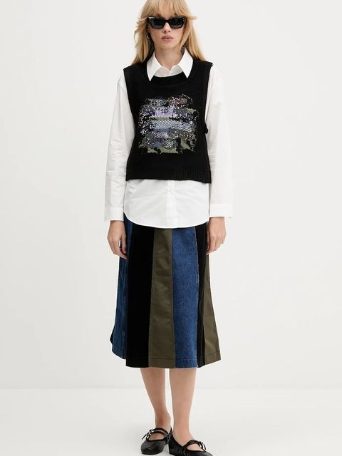 Desigual koszula i kamizelka CHALECO damska kolor biały relaxed z kołnierzykiem klasycznym 25WWCW01 - zdjęcie produktu nr 2