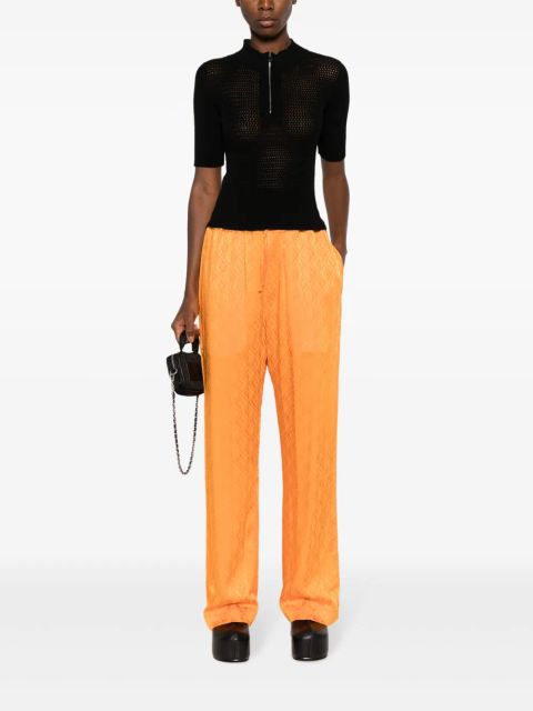 Marine Serre Moon Diamant jacquard trousers - Orange
