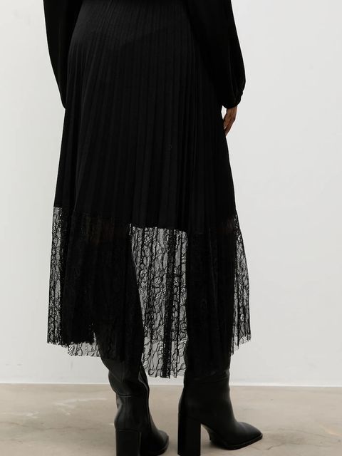 Answear.LAB spódnica kolor czarny midi rozkloszowana