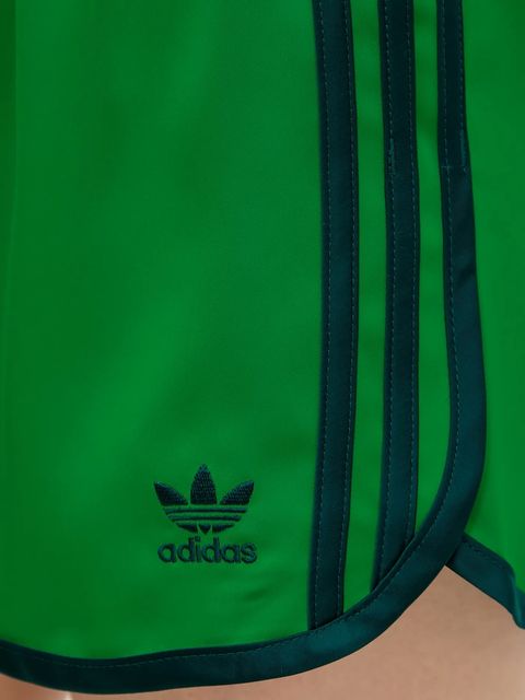 adidas Originals szorty 3-Stripes damskie kolor zielony z aplikacją medium waist JZ3512