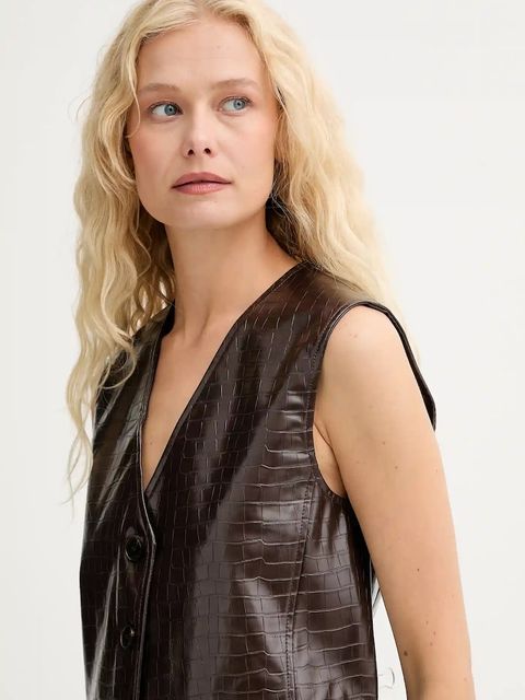 ISABELLE BLANCHE kamizelka kolor brązowy jednorzędowa IS25FW-C027-T006 - zdjęcie produktu nr 2