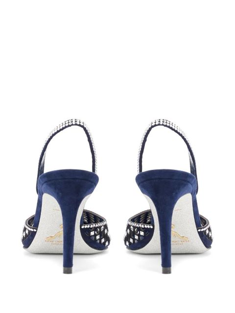 René Caovilla Carrie suede slingback pumps - Blue