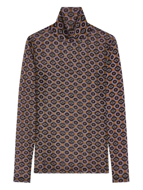 DRIES VAN NOTEN printed turtleneck top - Brown - zdjęcie produktu nr 1