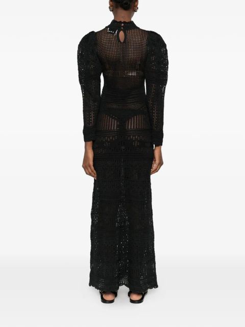 ISABEL MARANT puff-sleeve crochet dress - Black