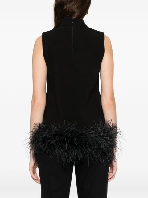Max Mara feather-trim top - Black