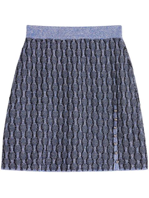 Lanvin patterned intarsia-knit mini skirt - Blue - zdjęcie produktu nr 1
