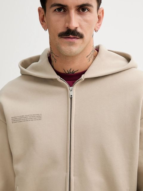 Pangaia bluza bawełniana kolor beżowy z kapturem gładka 10002675