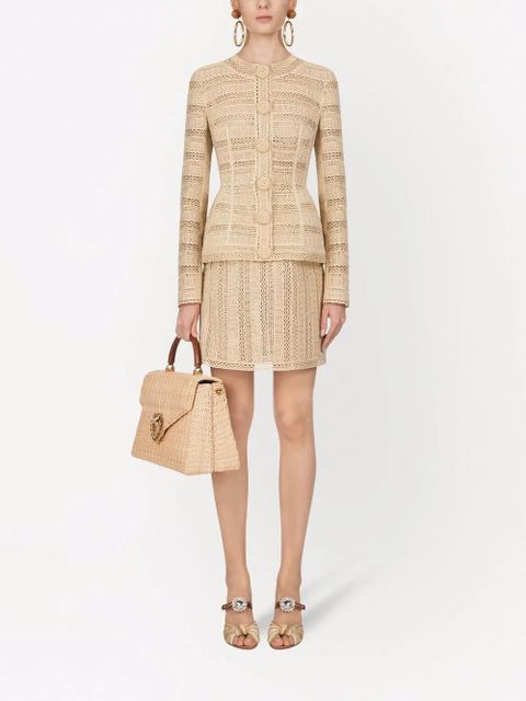 Dolce & Gabbana embroidered raffia miniskirt - Neutrals - zdjęcie produktu nr 2