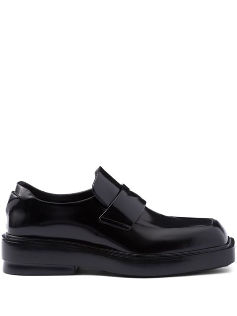Prada triangle-patch leather loafers - Black - zdjęcie produktu nr 1
