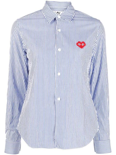 Comme Des Garçons logo-patch striped shirt - Blue - zdjęcie produktu nr 1