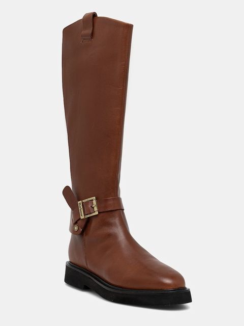 Barbour kozaki skórzane Theodora kolor brązowy na płaskim obcasie LFO0783BR39 - zdjęcie produktu nr 1