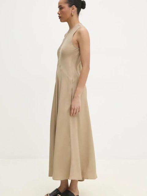 Answear.LAB sukienka kolor beżowy maxi prosta