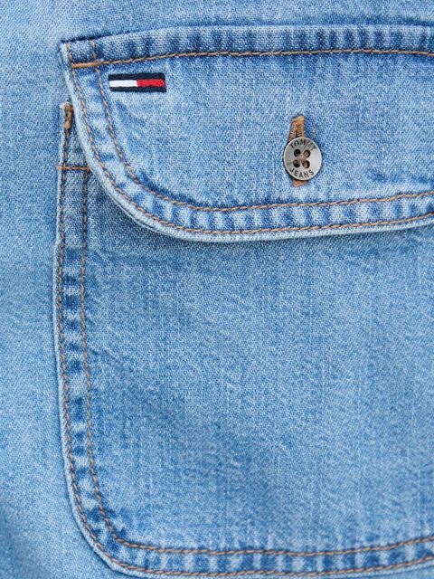 Tommy Jeans koszula bawełniana damska kolor niebieski relaxed z kołnierzykiem klasycznym DW0DW21073