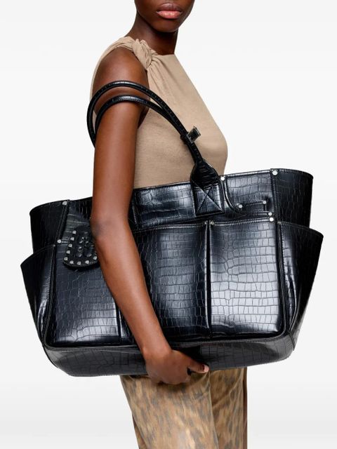 GANNI embossed studded tote bag - Black - zdjęcie produktu nr 2