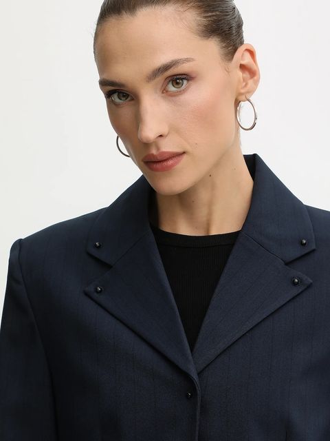 Stine Goya marynarka kolor granatowy jednorzędowa wzorzysta SG-AW25-J060-2435