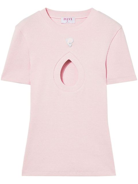 PUCCI ribbed-knit T-shirt - Pink - zdjęcie produktu nr 1