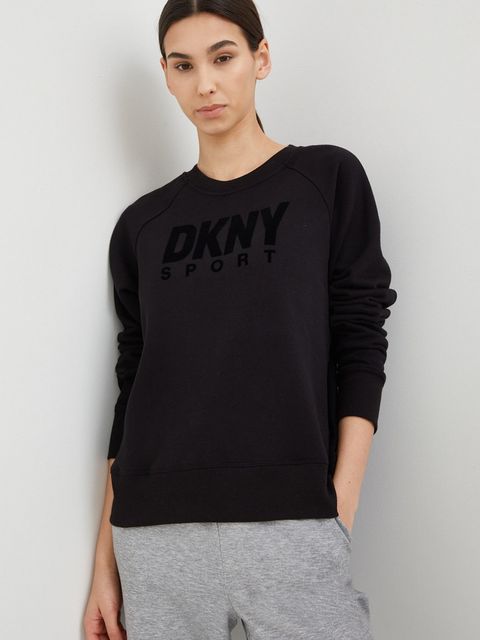 Dkny bluza damska kolor czarny z aplikacją