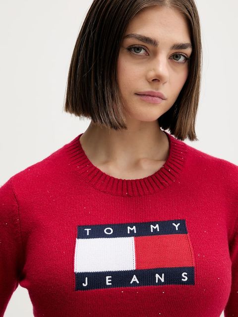 Tommy Jeans sweter damski kolor czerwony DW0DW21690