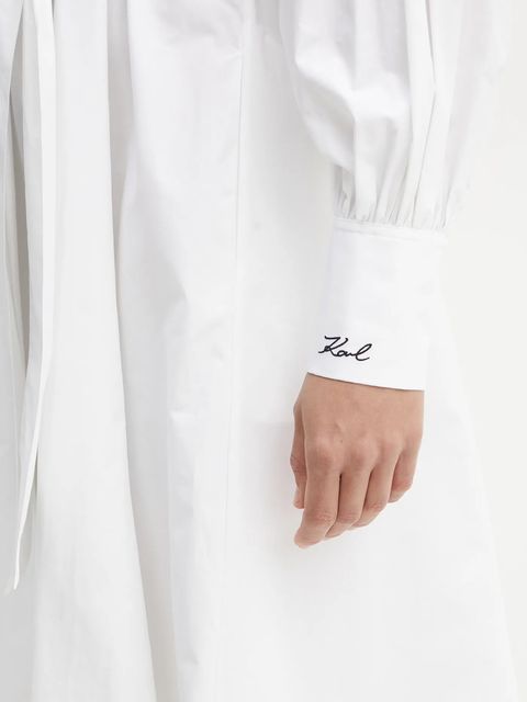 Karl Lagerfeld sukienka bawełniana kolor biały midi prosta A1W13018