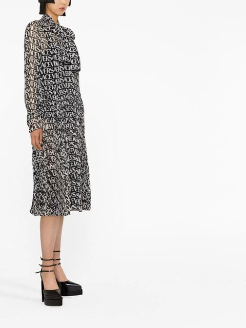 Versace logo-print silk shirtdress - Black
