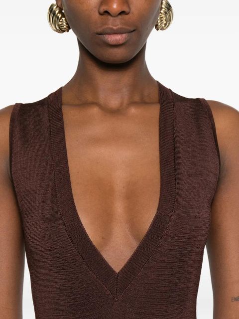 ENTIRE STUDIOS V-neck sleeveless bodysuit - Brown - zdjęcie produktu nr 2
