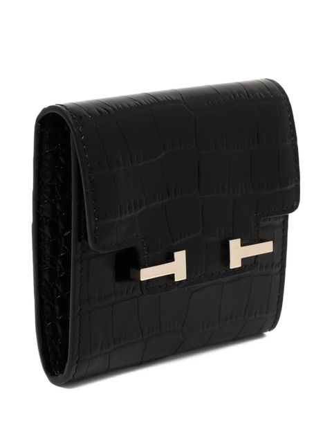 TOM FORD T-logo croc-effect leather wallet - Black