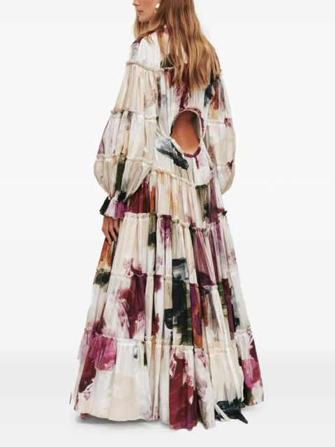 Aje Cait ruffled long-sleeve maxi dress - Neutrals