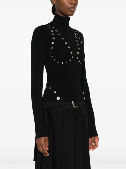 Off-White eyelet-embellished knitted top - Black