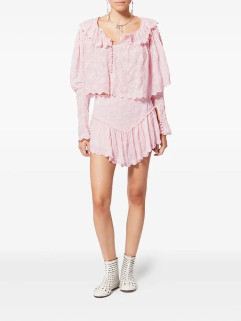 ISABEL MARANT Zelly ruffled embroidered top - Pink - zdjęcie produktu nr 2