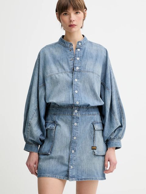G-Star sukienka jeansowa kolor niebieski mini prosta D26286-D539 - zdjęcie produktu nr 1