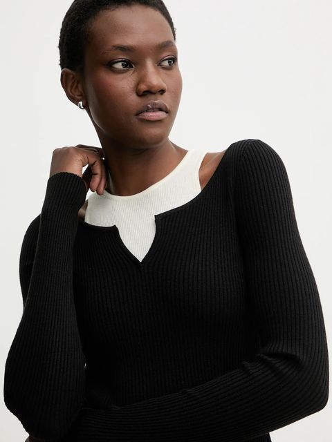 Miss Sixty sweter z dodatkiem wełny damski kolor czarny lekki 6S3RJ33800