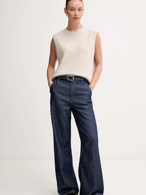 United Colors of Benetton kamizelka z dodatkiem wełny kolor beżowy lekki 126WD10BA - zdjęcie produktu nr 2