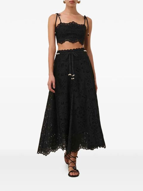 ZIMMERMANN embroidered draping skirt - Black