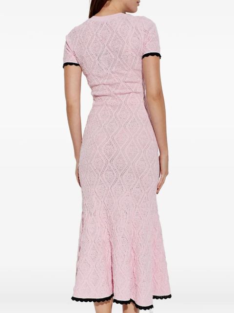 Self-Portrait scoop-neck knitted midi dress - Pink
