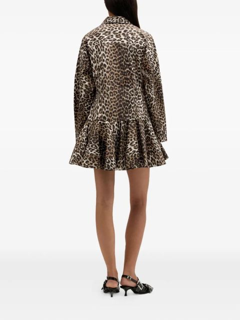 GANNI leopard-print mini dress - Brown