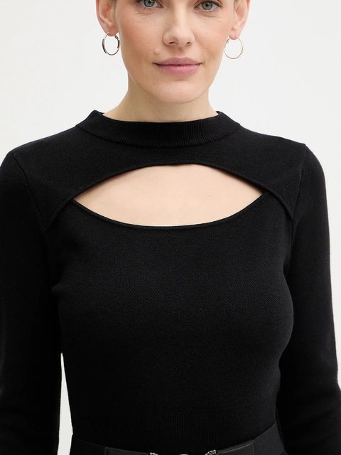 Guess sukienka z domieszką wełny CORALINE kolor czarny mini dopasowana W5BK44 Z3JD2