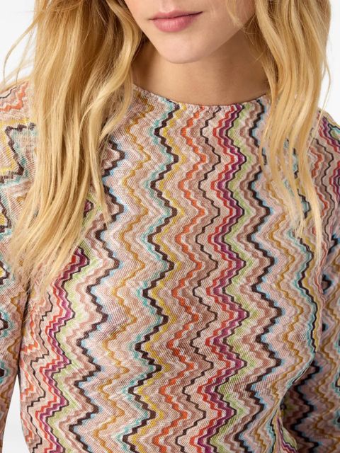 Missoni long-sleeved chevron-pattern mini dress - Neutrals