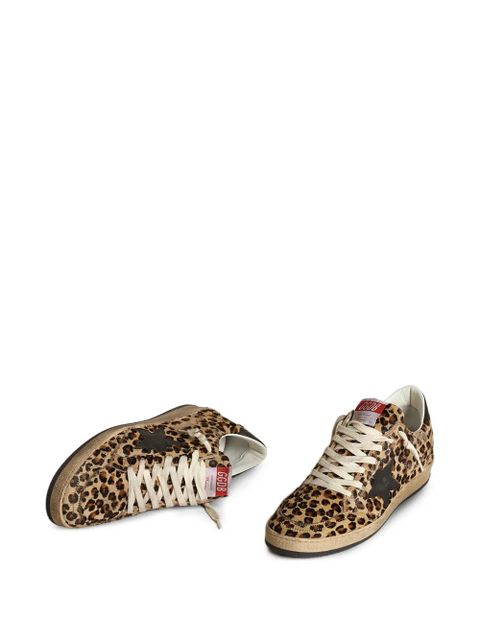Golden Goose Ball Star sneakers in leo-print pony skin, black leather star & heel tab - Neutrals