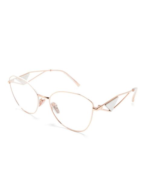 Prada Eyewear triangle-logo glasses - Gold - zdjęcie produktu nr 2