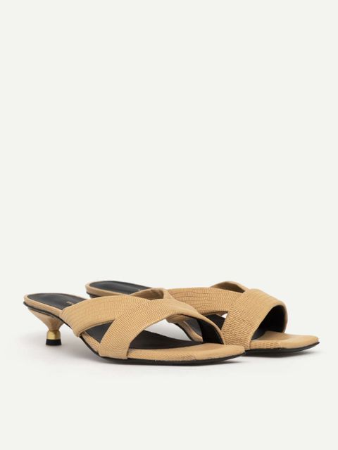 VANDA NOVAK - Klapki na małym obcasie Maya Beige