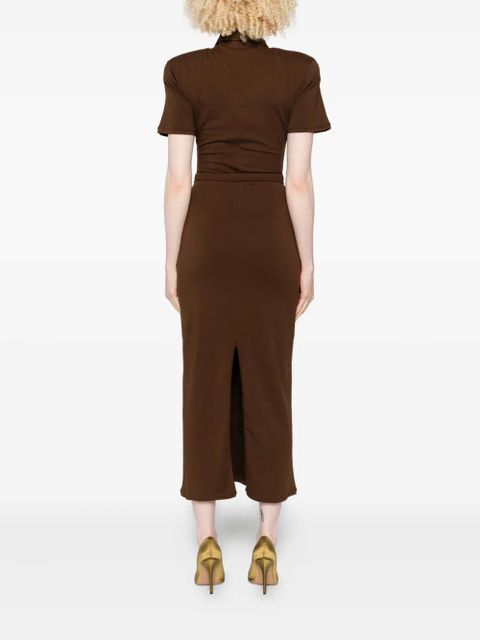 Rowen Rose short sleeve midi dress - Brown