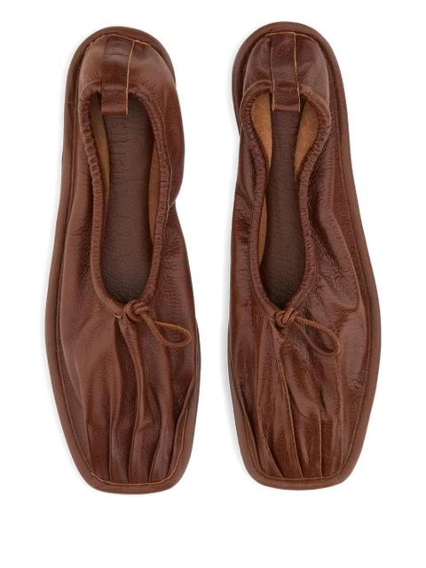 Hereu puntera gathered leather ballet flats - Brown - zdjęcie produktu nr 2