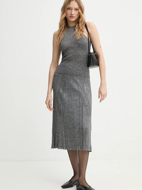 AERON spódnica MOSSY kolor szary midi rozkloszowana SK233562