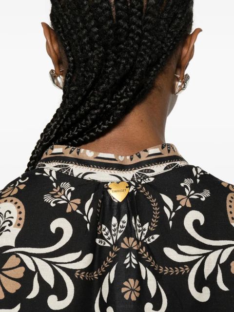 TWINSET floral-print tie-fastening blouse - Black