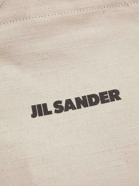 Jil Sander logo-printed leather-handles tote bag - Neutrals