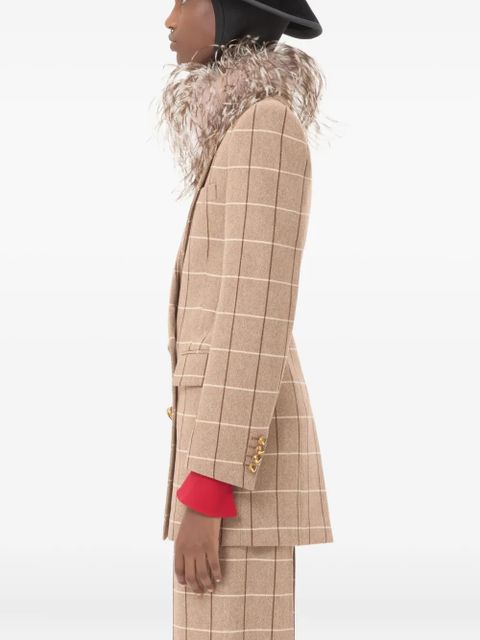 Valentino Garavani windowpane-check double-breasted blazer - Neutrals