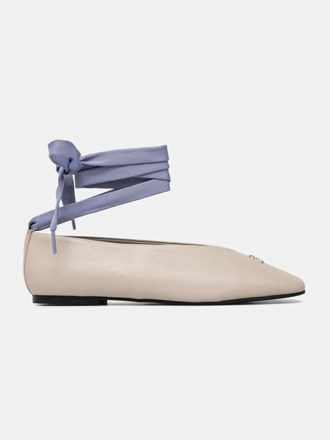 Tommy Jeans baleriny skórzane TJW BALLERINA WITH LACES - zdjęcie produktu nr 1