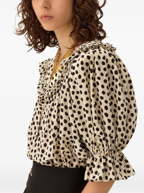 Chloé ruffled polka-dot top - Neutrals